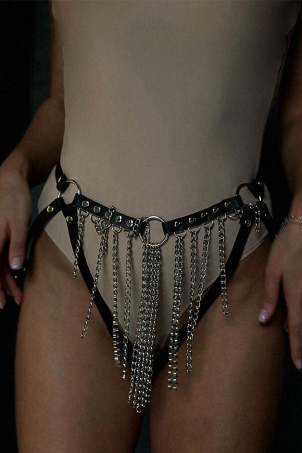 NEW 2025 VITTASLOARIA Black Leather Chain Belt – Luxury Statement Accessory